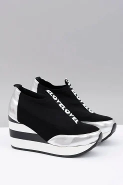 Sneakersy Damskie>Boto Lu Boo Czarne Sneakersy Na Koturnie Platforma Love Mitta