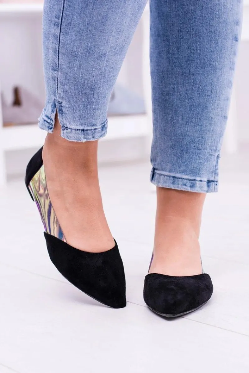 Baleriny Klasyczne>Boto Lu Boo Czarne Transparentne Holograficzne Balerinki w Szpic Venessa