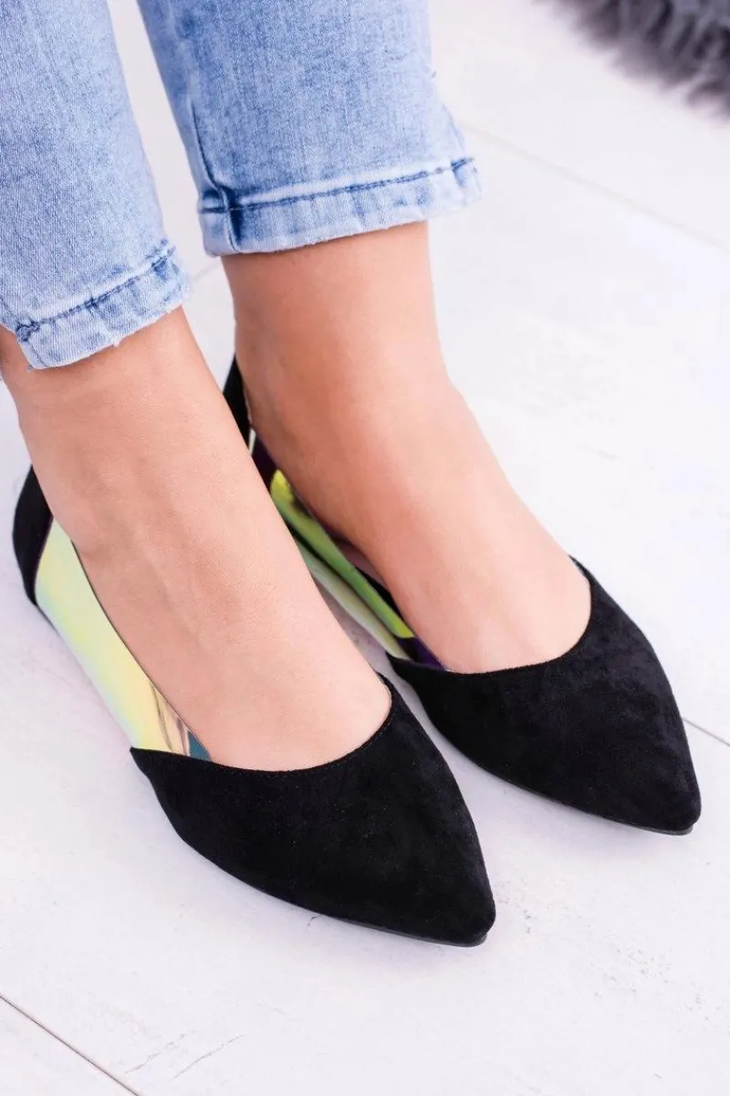 Baleriny Klasyczne>Boto Lu Boo Czarne Transparentne Holograficzne Balerinki w Szpic Venessa