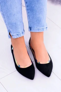 Baleriny Klasyczne>Boto Lu Boo Czarne Transparentne Holograficzne Balerinki w Szpic Lison