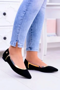 Baleriny Klasyczne></noscript>Boto Lu Boo Czarne Transparentne Holograficzne Balerinki w Szpic Lison