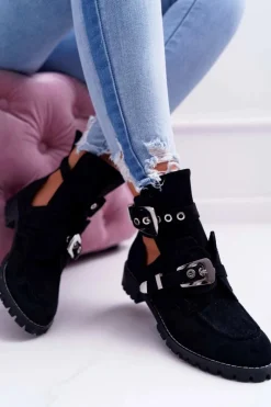 Botki Płaskie|Czarne Botki><noscript><img width=