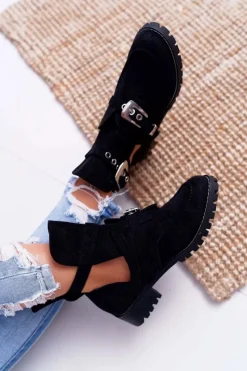 Botki Płaskie|Czarne Botki><noscript><img width=