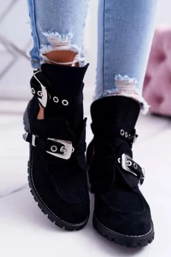 Botki Płaskie|Czarne Botki><noscript><img width=