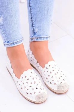 Czarne Espadryle>Boto Lu Boo Damskie Baleriny Białe Espadryle w Kwiaty Macarena