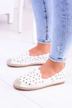 Czarne Espadryle></noscript>Boto Lu Boo Damskie Baleriny Białe Espadryle w Kwiaty Macarena