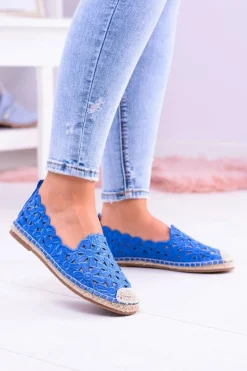 Discount Lu Boo Damskie Baleriny Granatowe Espadryle w Kwiaty Macarena Damskie Czarne Espadryle