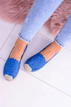 Discount Lu Boo Damskie Baleriny Granatowe Espadryle w Kwiaty Macarena Damskie Czarne Espadryle