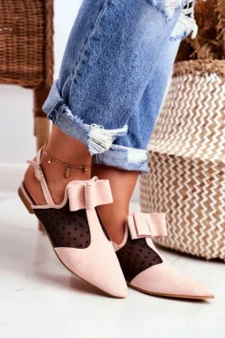 Sale Boto Lu Boo Damskie Baleriny Kokardki Mule Różowe Domino