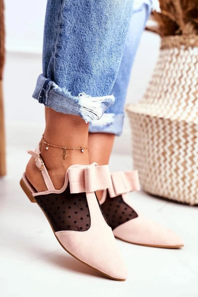 Sale Boto Lu Boo Damskie Baleriny Kokardki Mule Różowe Domino