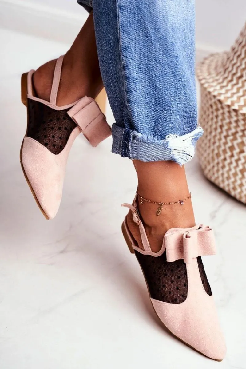 Sale Boto Lu Boo Damskie Baleriny Kokardki Mule Różowe Domino