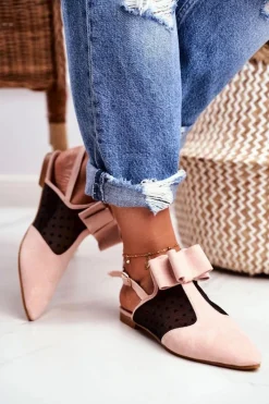 Sale Boto Lu Boo Damskie Baleriny Kokardki Mule Różowe Domino