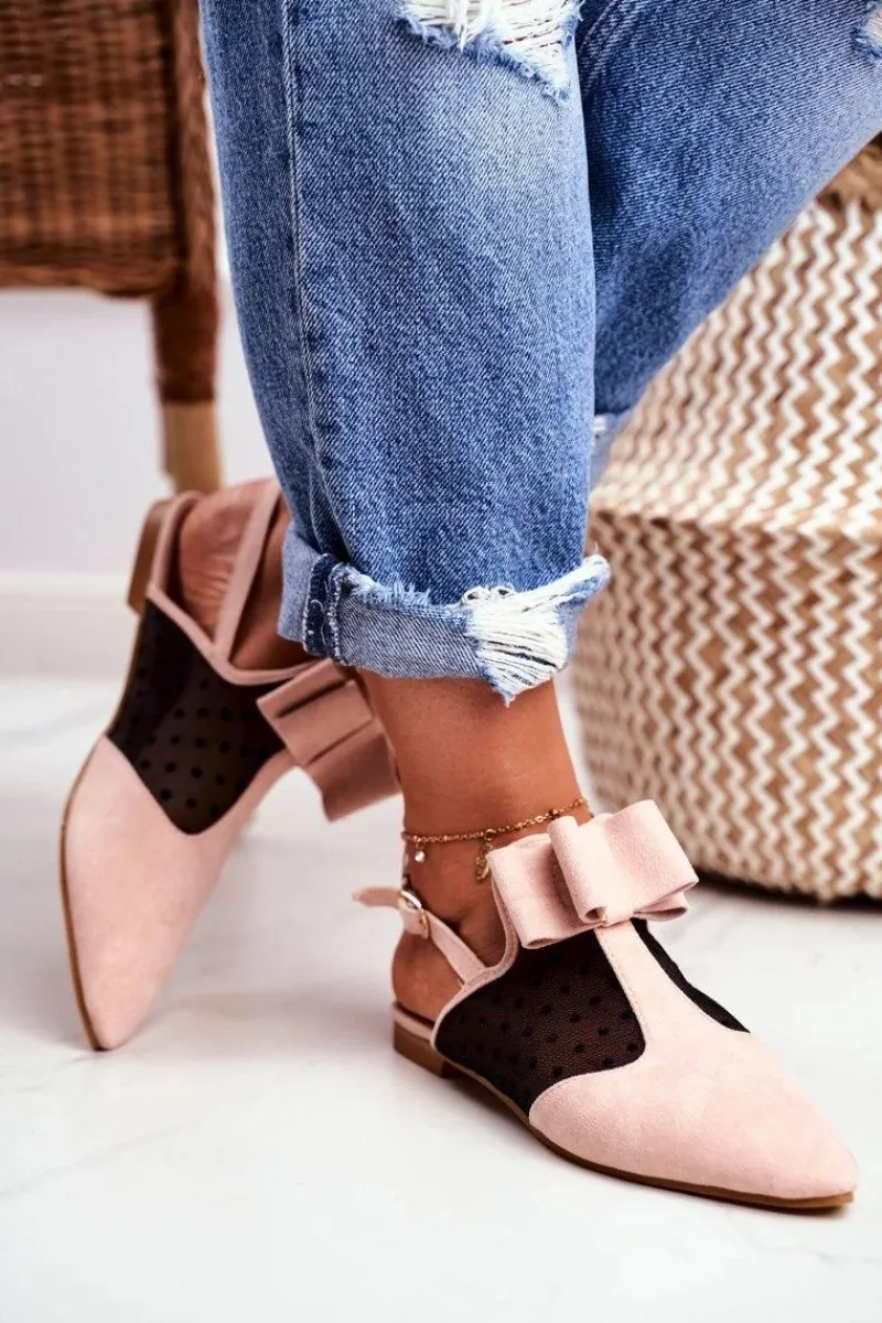 Sale Boto Lu Boo Damskie Baleriny Kokardki Mule Różowe Domino