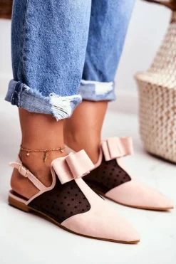 Sale Boto Lu Boo Damskie Baleriny Kokardki Mule Różowe Domino