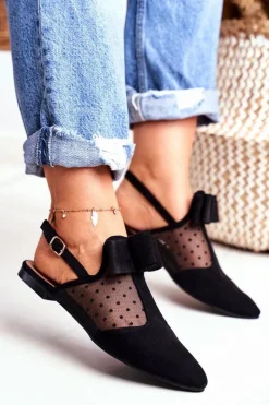 New Lu Boo Damskie Baleriny Kokardki Czarne Domino Damskie Baleriny Klasyczne