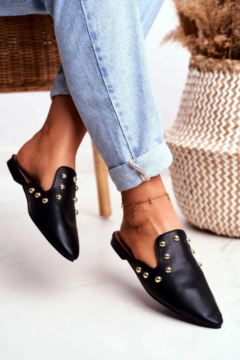 Klapki Damskie Klasyczne>Boto Lu Boo Damskie Klapki Czarne Seniorita