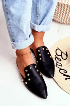 Klapki Damskie Klasyczne>Boto Lu Boo Damskie Klapki Czarne Seniorita