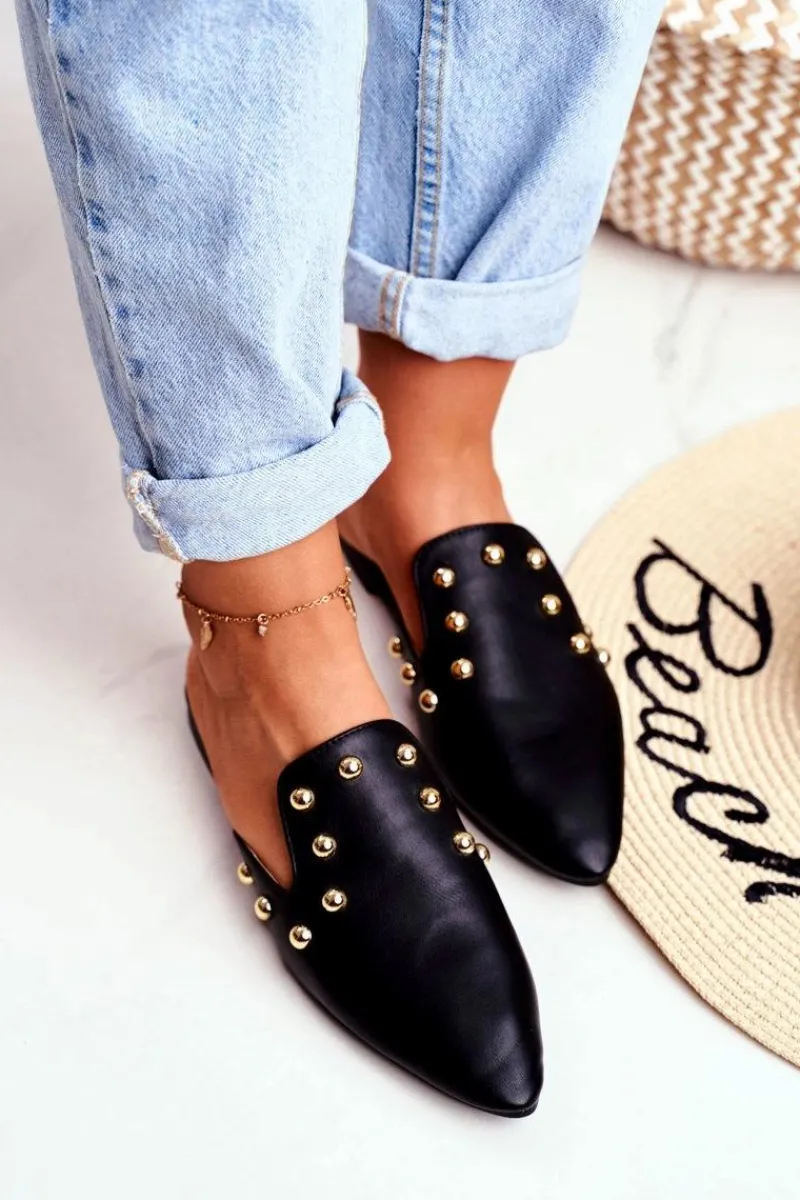 Klapki Damskie Klasyczne>Boto Lu Boo Damskie Klapki Czarne Seniorita