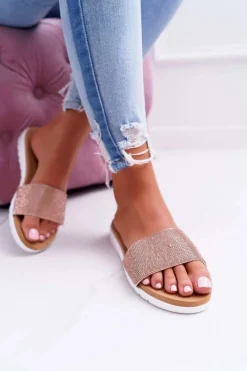 Discount Boto Lu Boo Damskie Klapki Z Cekinami Champagne Goodies