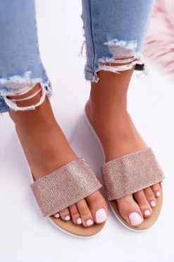 Discount Boto Lu Boo Damskie Klapki Z Cekinami Champagne Goodies