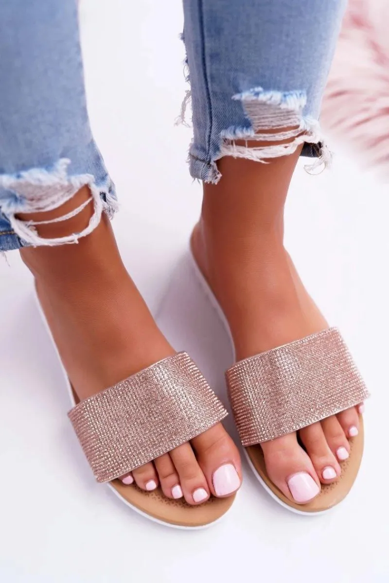 Discount Boto Lu Boo Damskie Klapki Z Cekinami Champagne Goodies