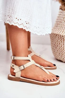 Sandały Płaskie><noscript><img width=