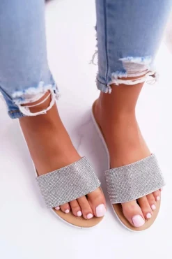 Clearance Lu Boo Damskie Srebrne Klapki Z Cekinami Goodies Damskie Klapki Damskie Klasyczne