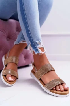 Clearance Boto Lu Boo Damskie Złote Sandały Z Cyrkoniami Perfect