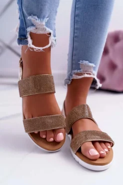 Clearance Boto Lu Boo Damskie Złote Sandały Z Cyrkoniami Perfect