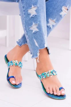 Hot Boto Lu Boo Eleganckie Benzynowe Klapki Cekiny Tanut