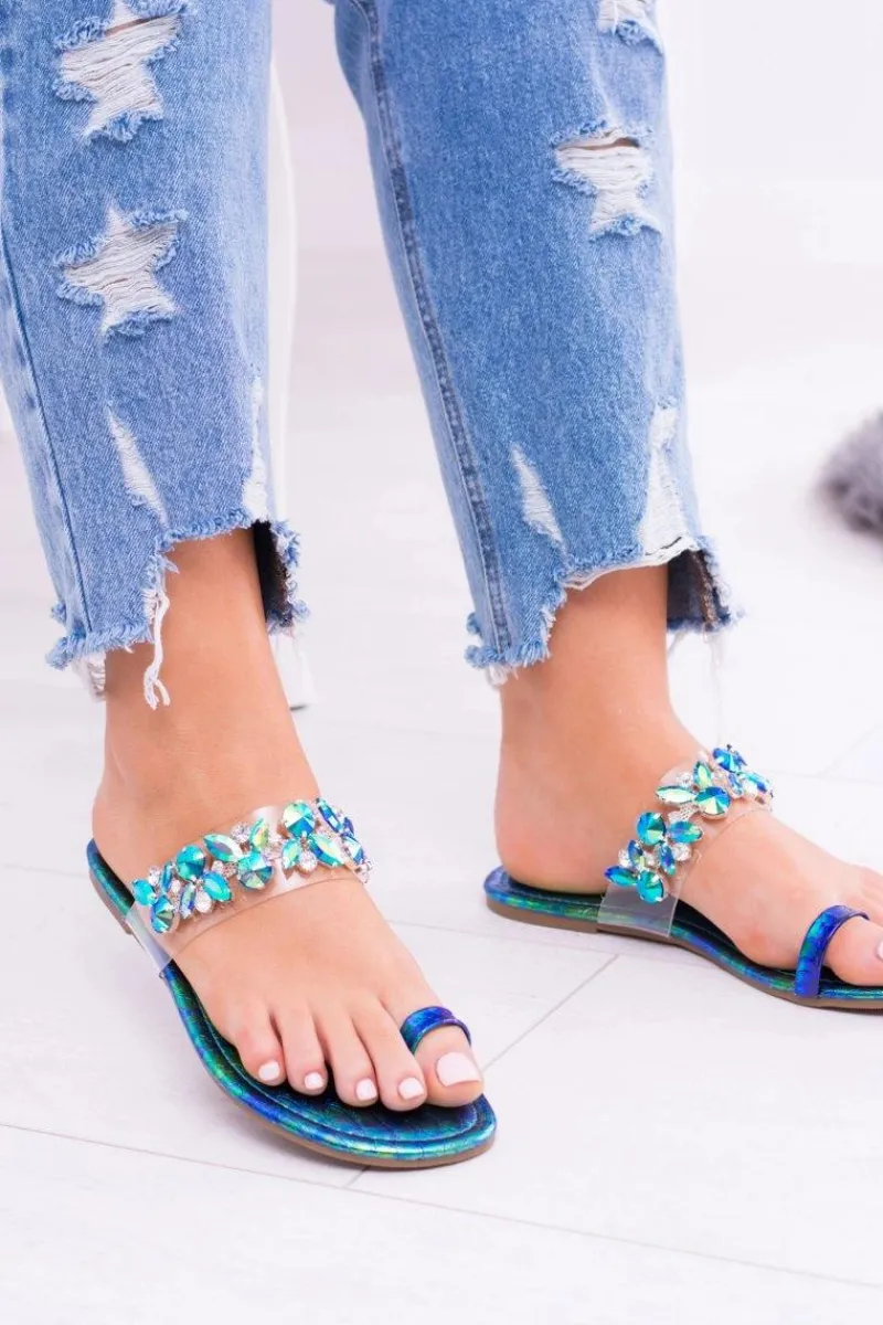 Hot Boto Lu Boo Eleganckie Benzynowe Klapki Cekiny Tanut