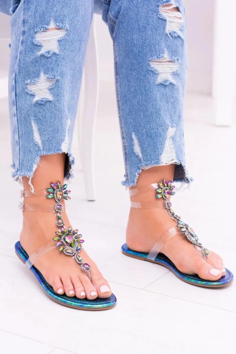 Clearance Boto Lu Boo Eleganckie Benzynowe Sandały Cyrkonie Nomire