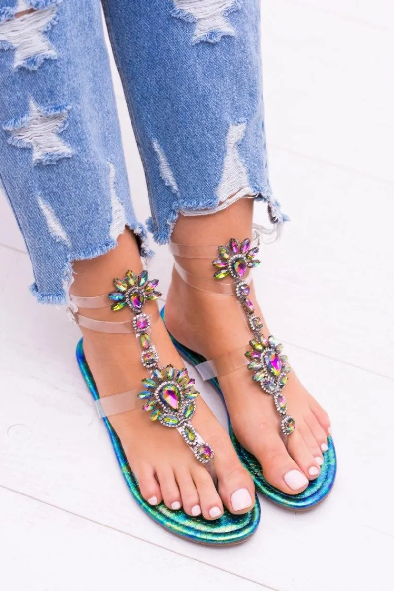 Clearance Boto Lu Boo Eleganckie Benzynowe Sandały Cyrkonie Nomire