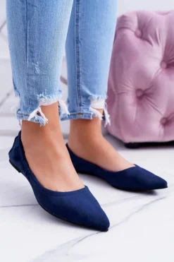 Online LU BOO Granatowe Balerinki Moments z Odpinaną Kokardą Damskie Baleriny Klasyczne