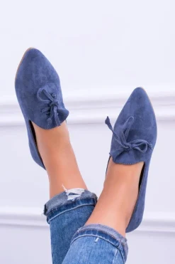 Discount Lu Boo Granatowe Baleriny W Szpic Lordsy Zamsz Feliciano Damskie Baleriny Klasyczne