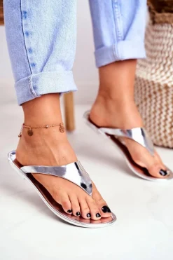 Discount Boto Lu Boo Metaliczne Japonki Srebrne Miny II gat.