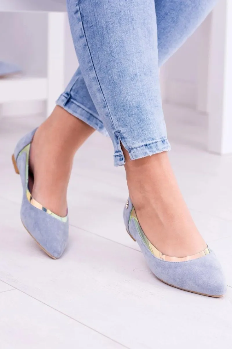 Lu Boo Niebieskie Transparentne Holograficzne Balerinki w Szpic Lison Damskie Baleriny Klasyczne