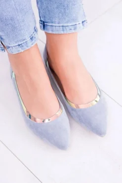Lu Boo Niebieskie Transparentne Holograficzne Balerinki w Szpic Lison Damskie Baleriny Klasyczne