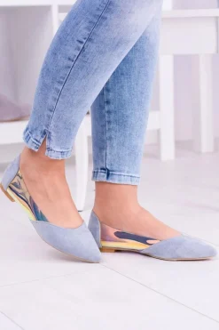 Clearance Boto Lu Boo Niebieskie Transparentne Holograficzne Balerinki w Szpic Venessa