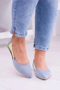 Clearance Boto Lu Boo Niebieskie Transparentne Holograficzne Balerinki w Szpic Venessa