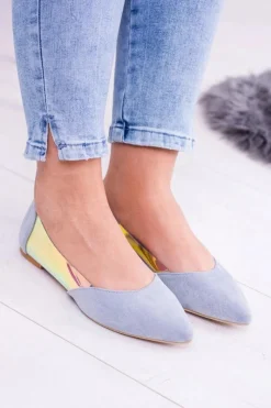 Clearance Boto Lu Boo Niebieskie Transparentne Holograficzne Balerinki w Szpic Venessa