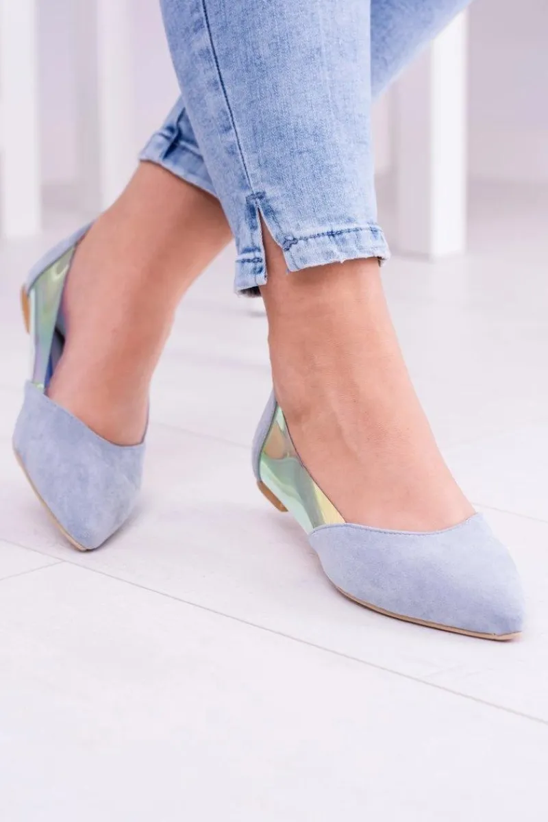 Clearance Boto Lu Boo Niebieskie Transparentne Holograficzne Balerinki w Szpic Venessa