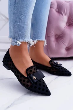 Baleriny Klasyczne>Boto Lu Boo Siatkowe Baleriny Czarne Lordsy Mamba