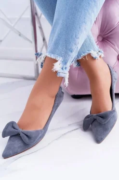 Clearance LU BOO Szare Balerinki Moments z Odpinaną Kokardą Damskie Baleriny Klasyczne