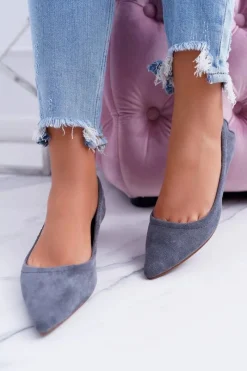 Clearance LU BOO Szare Balerinki Moments z Odpinaną Kokardą Damskie Baleriny Klasyczne