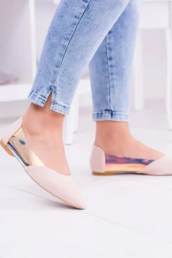 New Lu Boo Transparentne Holograficzne Balerinki w Szpic Venessa Damskie Baleriny Klasyczne