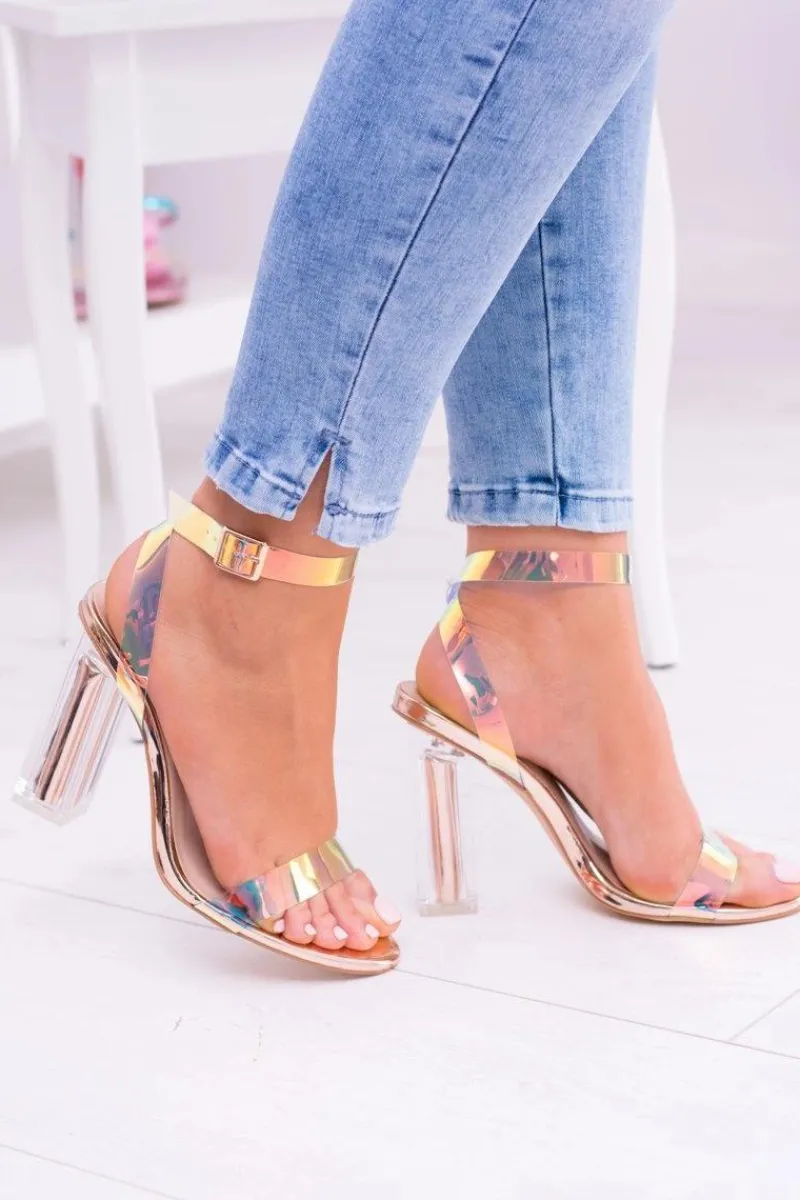 Sandały Na Obcasie>Boto Lu Boo Transparentne Sandały Złoty Róż Mirage