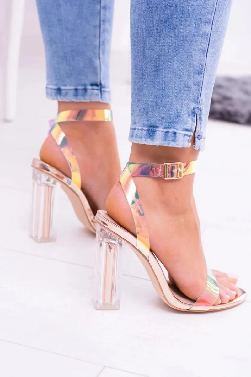 Sandały Na Obcasie>Boto Lu Boo Transparentne Sandały Złoty Róż Mirage