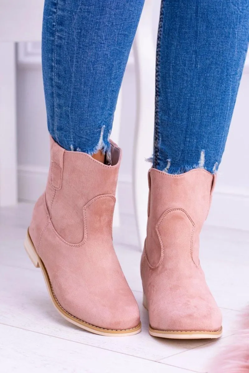 Sale Boto Lu Boo Wsuwane Damskie Botki Za Kostkę Pudrowy Róż Trinity