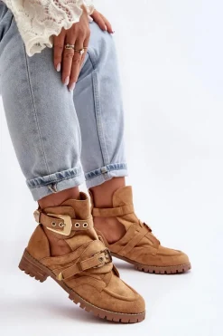 Clearance Boto Lu Boo Zamszowe Botki Z Wycięciami Camel Rock Girl Brązowy